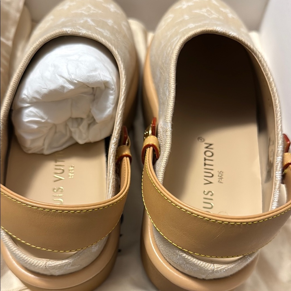 Louis Vuitton Tan Monogram Slip-Ons - Picture 5 of 8